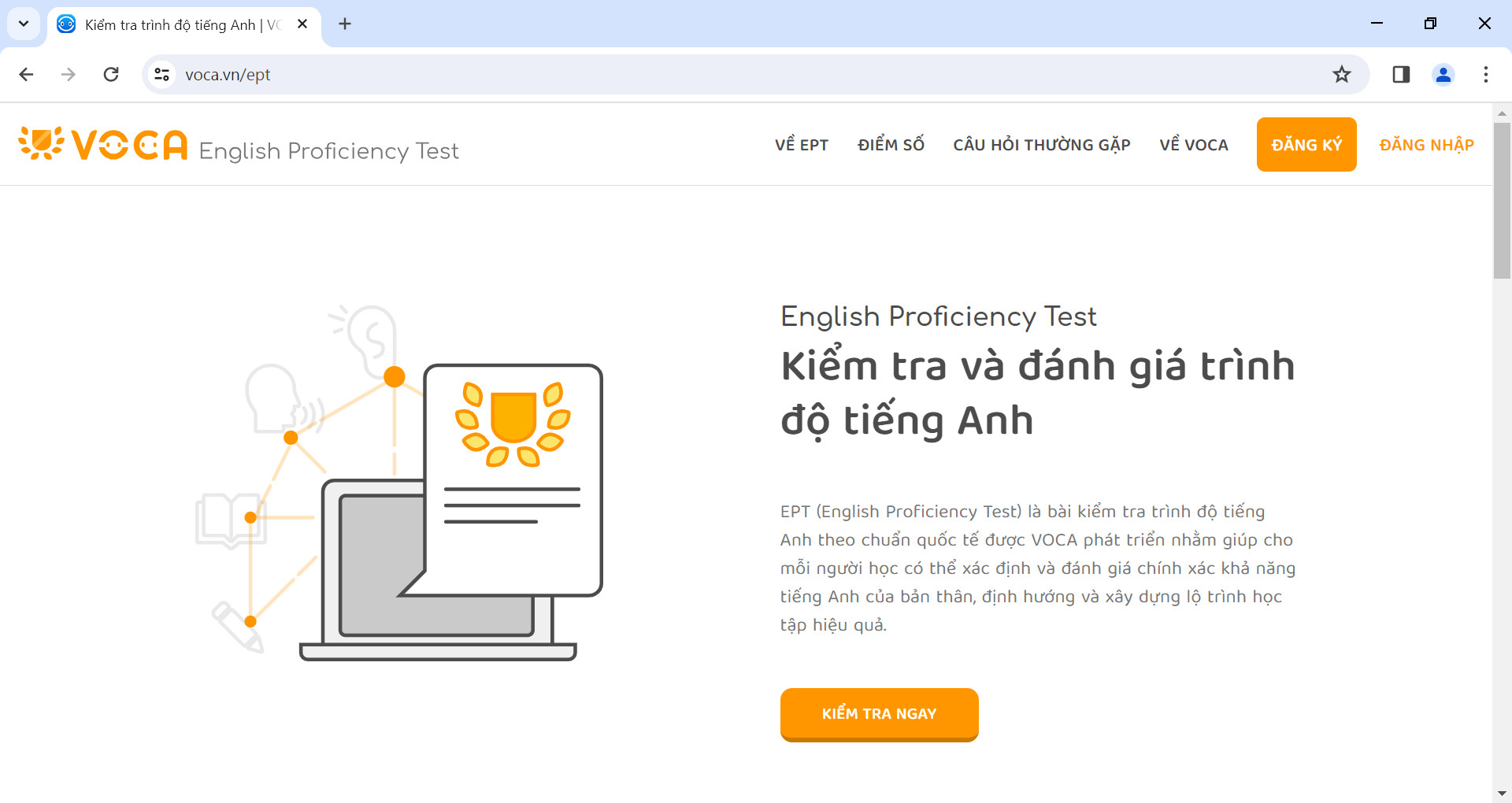 Website làm bài test tiếng Anh Voca EPT